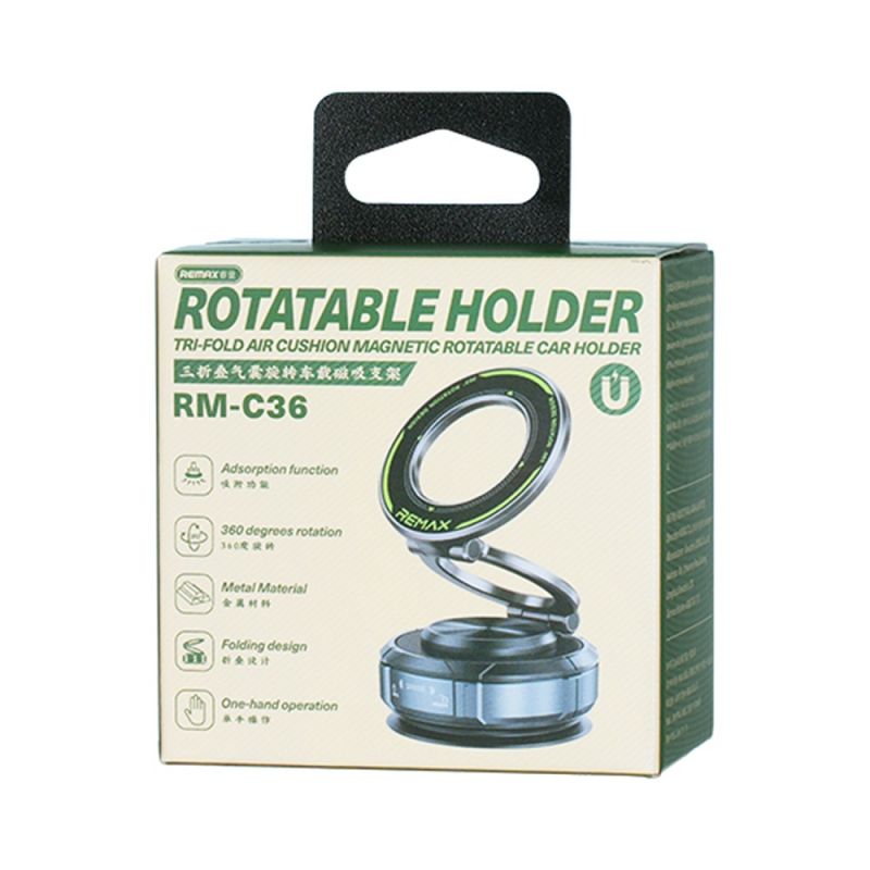 Автотримач для телефона REMAX Tri-Fold Air Cushion Magnetic Rotatable Car Holder RM-C36 Tarnish