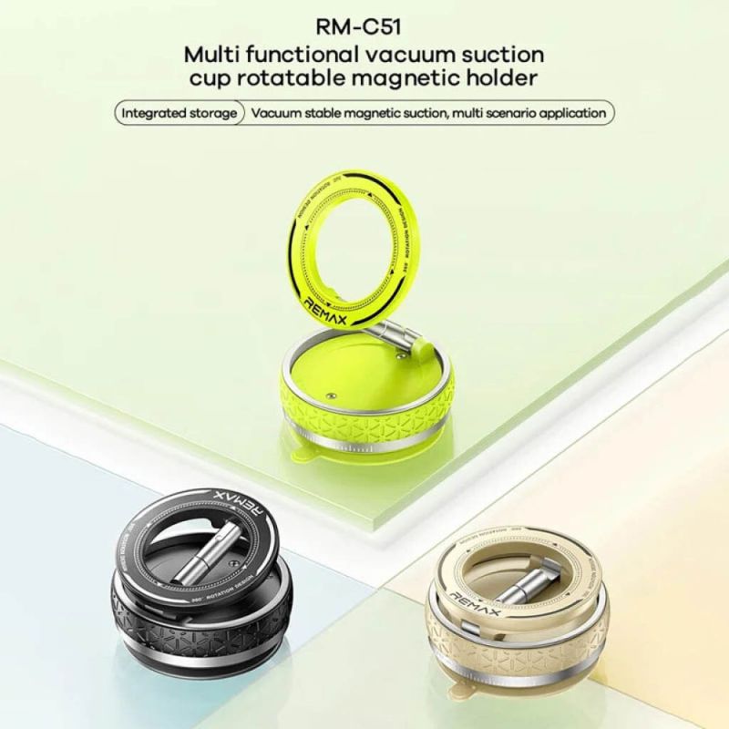Автотримач для телефона REMAX Multi functional vacuum suction cup rotatable magnetic holder RM-C51 Black
