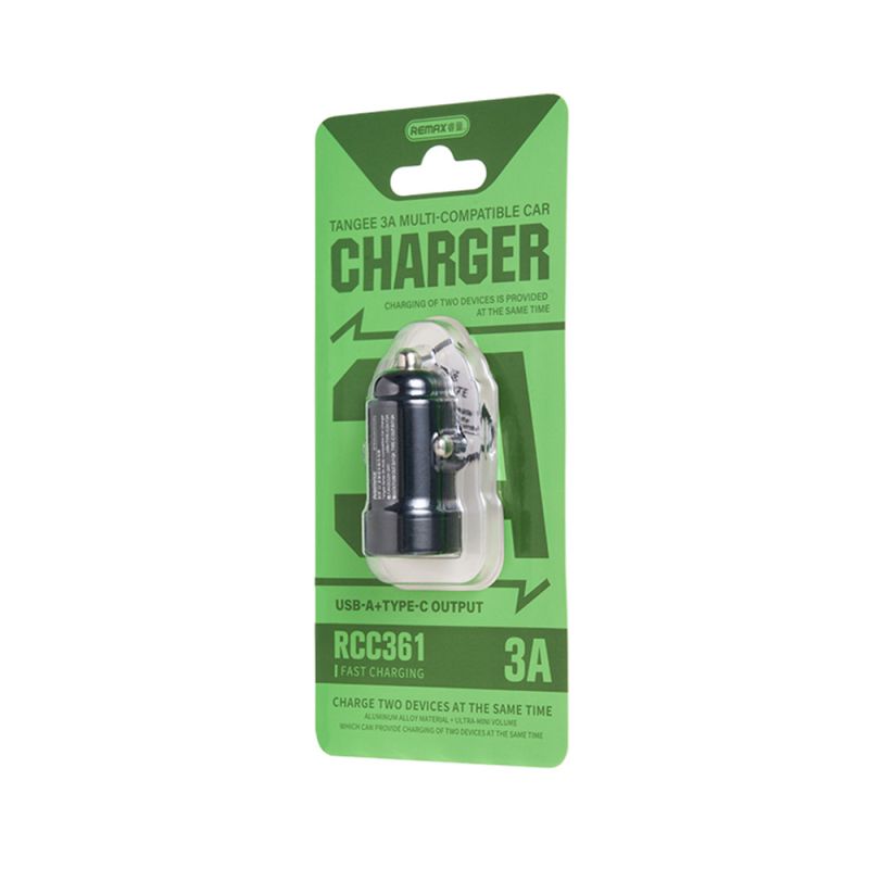 Автомобільний зарядний пристрій REMAX Tangee Series 3A 1A+1C Multi-compatible Car Charger RCC361 Black