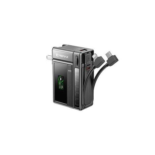 Зовнішній акумулятор REMAX Wayto Series TFT Screen Built-in Fast Charging Cables QC22.5 Wall Plug Power Bank(Charger)10000mAh FP-100 Black