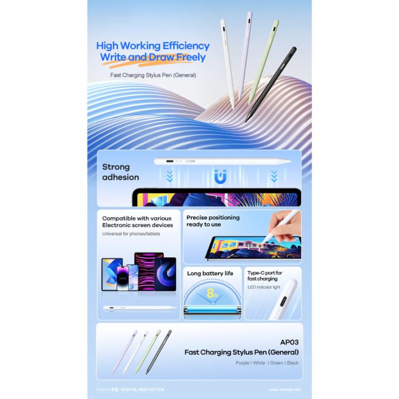Стилус "REMAX Fast Charging Stylus Pen (Universall) AP03" Black