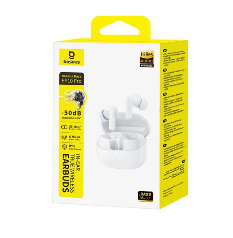 Бездротові навушники TWS Baseus Bass EP10 Pro In-Ear True Wireless Earbuds Moon White