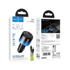 Автомобільний зарядний пристрій HOCO Z69 Vivido 24W(2C2A) car charger set(Type-C) Black