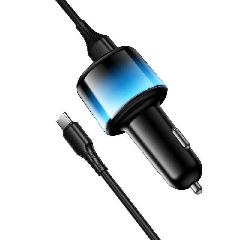 Автомобільний зарядний пристрій HOCO Z69 Vivido 24W(2C2A) car charger set(Type-C) Black