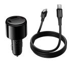 Автомобільний зарядний пристрій HOCO Z69A Vivido PD37W(2C1A) car charger with digital display set(C to C) Black