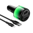 Автомобільний зарядний пристрій HOCO Z69 Vivido 24W(2C2A) car charger set(iP) Black