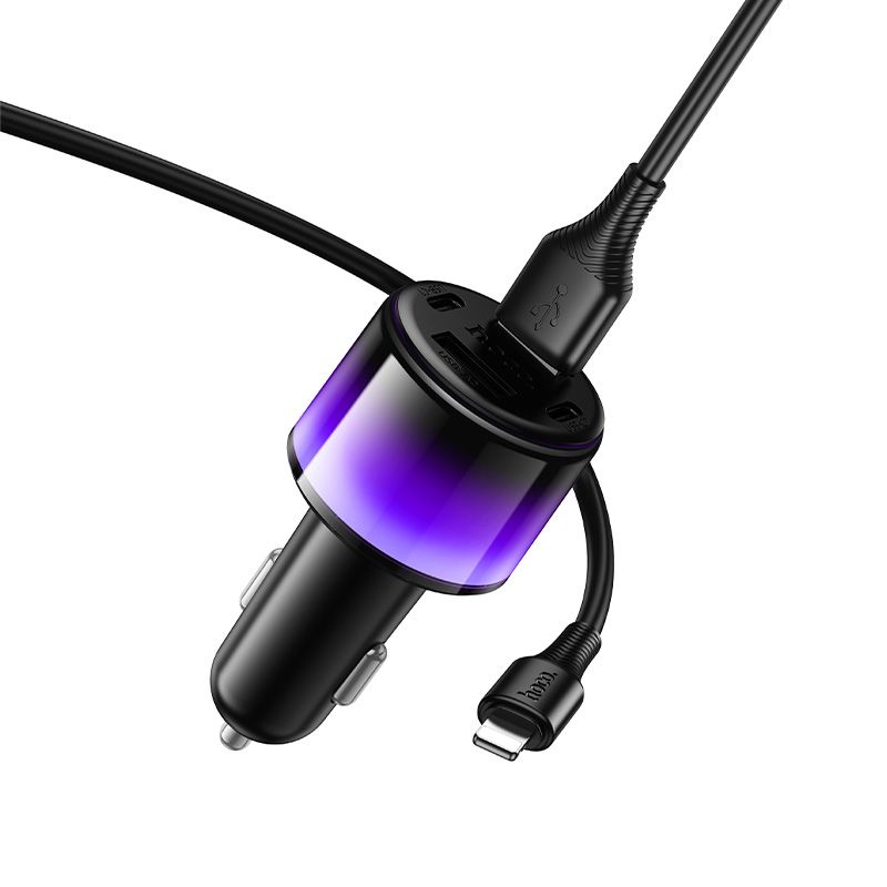 Автомобільний зарядний пристрій HOCO Z69 Vivido 24W(2C2A) car charger set(iP) Black
