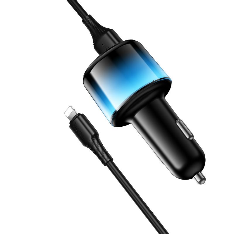 Автомобільний зарядний пристрій HOCO Z69 Vivido 24W(2C2A) car charger set(iP) Black