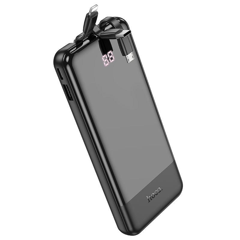 Зовнішній акумулятор HOCO J114 Charger power bank with cable and digital display(10000mAh) Black