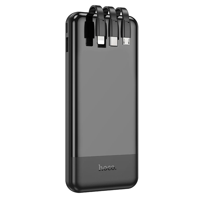 Зовнішній акумулятор HOCO J114 Charger power bank with cable and digital display(10000mAh) Black