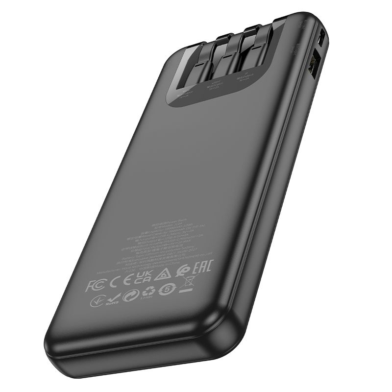 Зовнішній акумулятор HOCO J114 Charger power bank with cable and digital display(10000mAh) Black