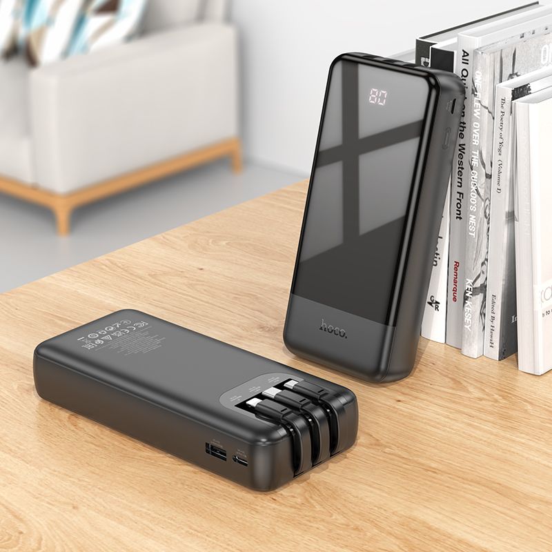 Зовнішній акумулятор HOCO J114A Charger power bank with cable and digital display(20000mAh) Black