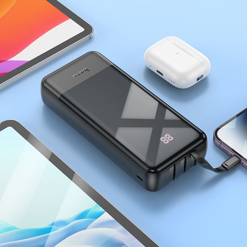 Зовнішній акумулятор HOCO J114A Charger power bank with cable and digital display(20000mAh) Black