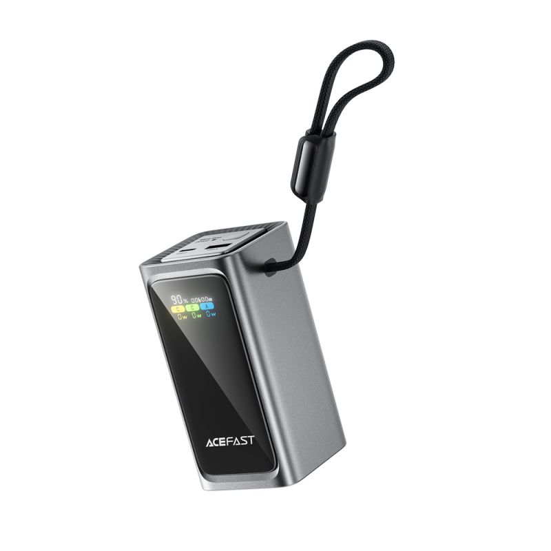 Зовнішній акумулятор ACEFAST M33-20000 100W fast charging power bank with cable and TFT display metal gray