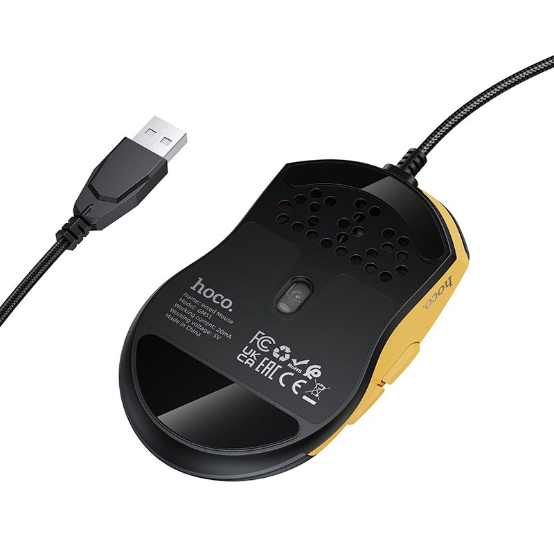 Маніпулятор миша HOCO GM51 Sky luminous gaming wired mouse black＆yellow