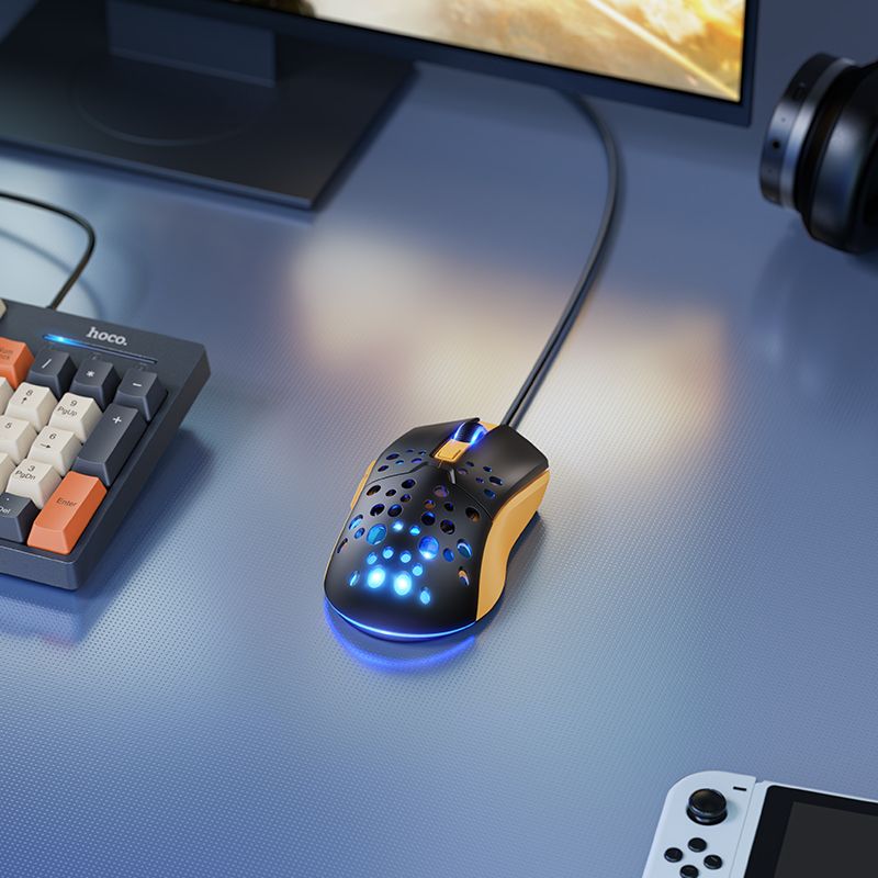 Маніпулятор миша HOCO GM51 Sky luminous gaming wired mouse black＆yellow