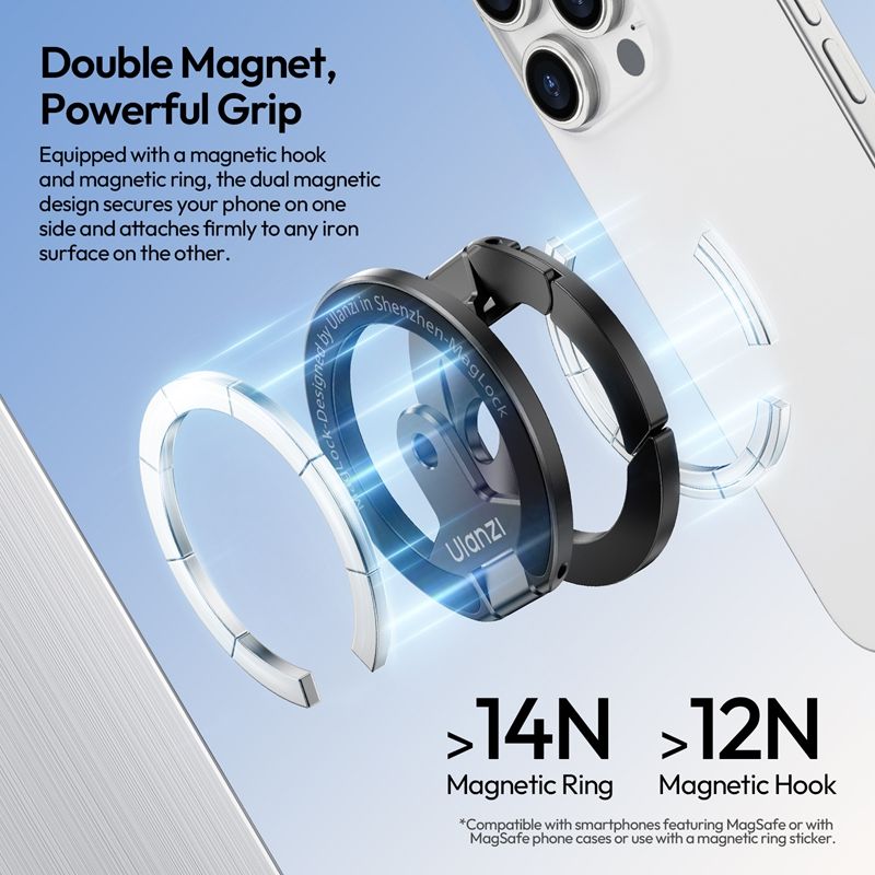 Тримач Ulanzi MA02 MagLock Dual Magnetic Phone Stand(Black)