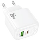 Мережевий зарядний пристрій HOCO CS54A Surplus PD20W+QC3.0 charger White