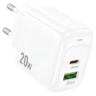 Мережевий зарядний пристрій HOCO CS54A Surplus PD20W+QC3.0 charger White