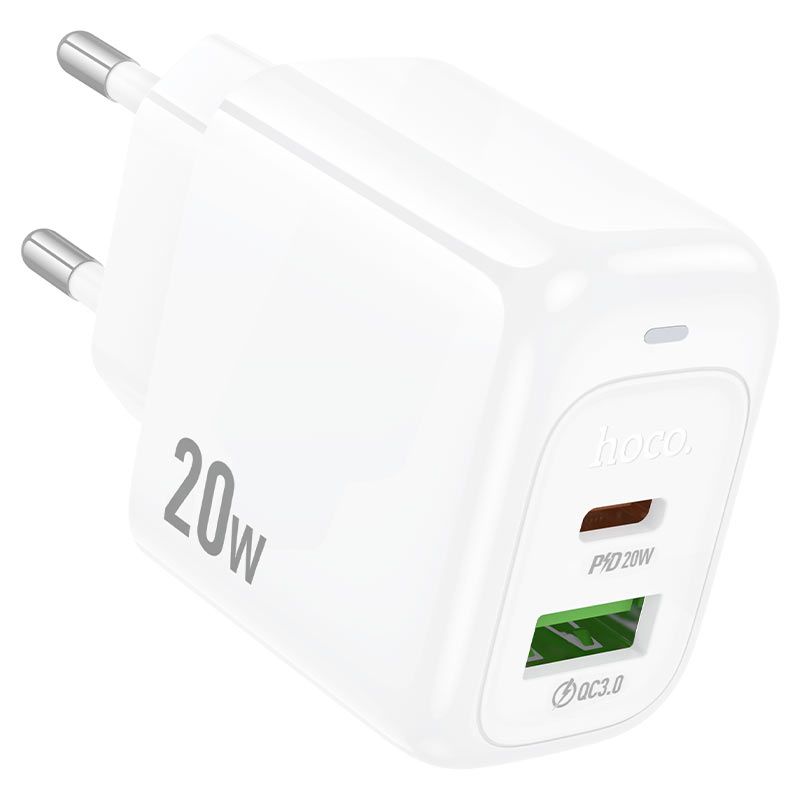 Мережевий зарядний пристрій HOCO CS54A Surplus PD20W+QC3.0 charger White