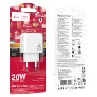 Мережевий зарядний пристрій HOCO CS54A Surplus PD20W+QC3.0 charger White
