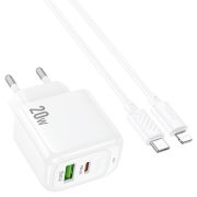 Мережевий зарядний пристрій HOCO CS54A Surplus PD20W+QC3.0 charger set(C to iP)