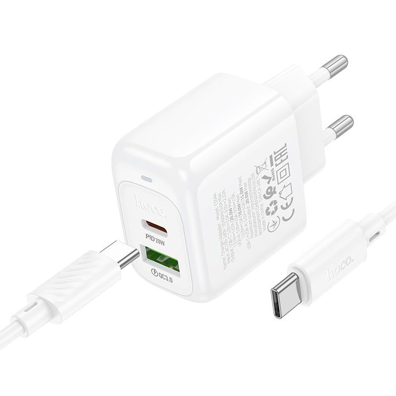Мережевий зарядний пристрій HOCO CS54A Surplus PD20W+QC3.0 charger set(C to C)