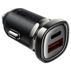Автомобільний зарядний пристрій ACEFAST B19 PD30W (USB-C+USB-A) car charger metal gray