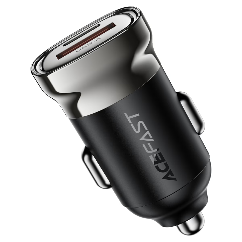 Автомобільний зарядний пристрій ACEFAST B19 PD30W (USB-C+USB-A) car charger metal gray