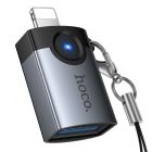 Перехідник HOCO UA36B C male to USB female OTG transparent adapter Black
