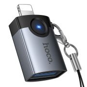 Перехідник HOCO UA36B C male to USB female OTG transparent adapter Black