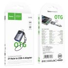 Перехідник HOCO UA36B C male to USB female OTG transparent adapter Black