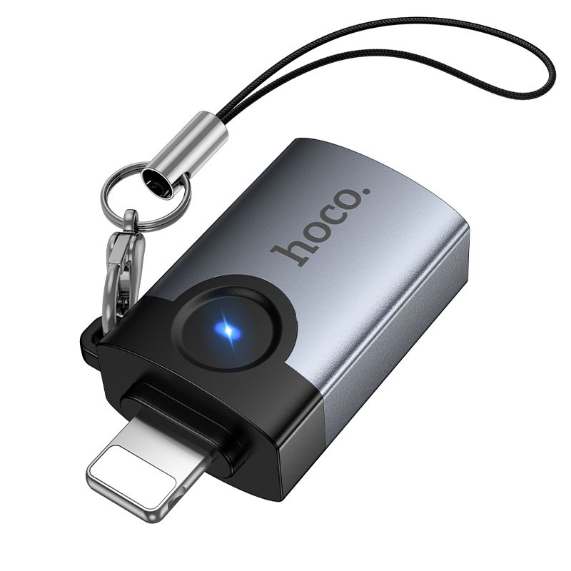 Перехідник HOCO UA36B C male to USB female OTG transparent adapter Black