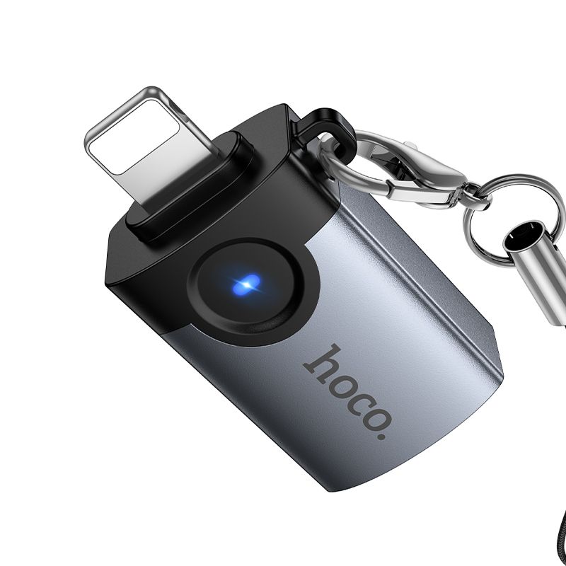 Перехідник HOCO UA36B C male to USB female OTG transparent adapter Black