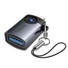 Перехідник HOCO UA36B C male to USB female OTG transparent adapter Black