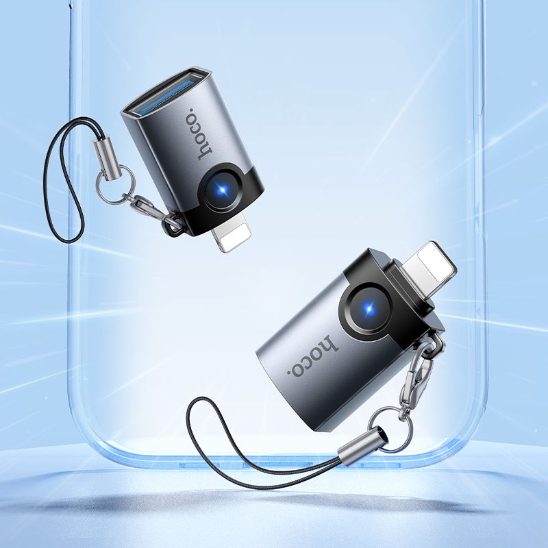 Перехідник HOCO UA36B C male to USB female OTG transparent adapter Black