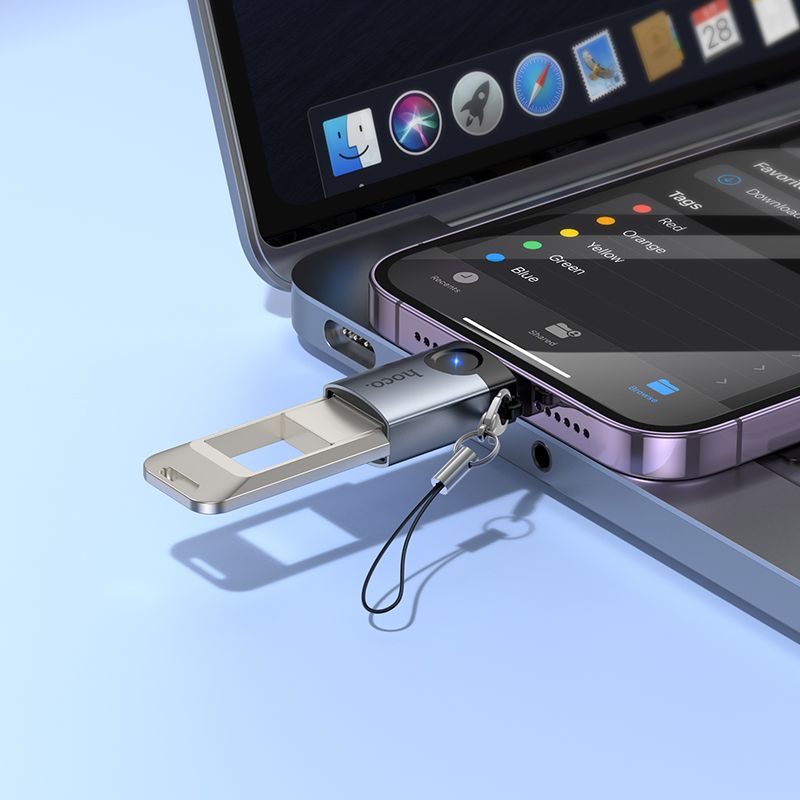 Перехідник HOCO UA36B C male to USB female OTG transparent adapter Black