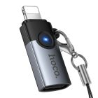 Перехідник HOCO UA36B C male to USB female OTG transparent adapter Black