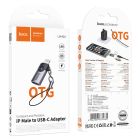 Перехідник HOCO UA36B C male to USB female OTG transparent adapter Black