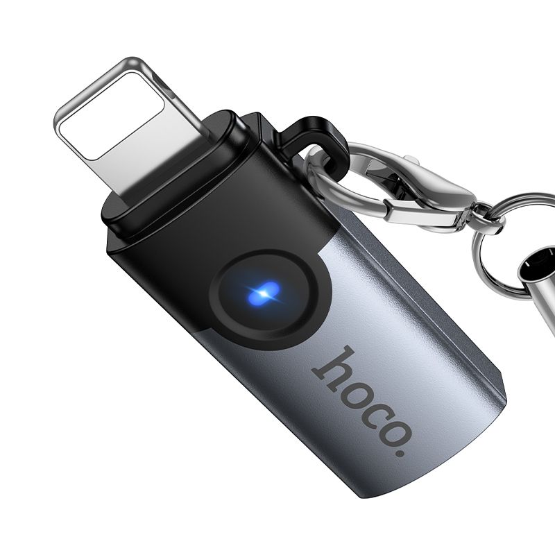 Перехідник HOCO UA36B C male to USB female OTG transparent adapter Black