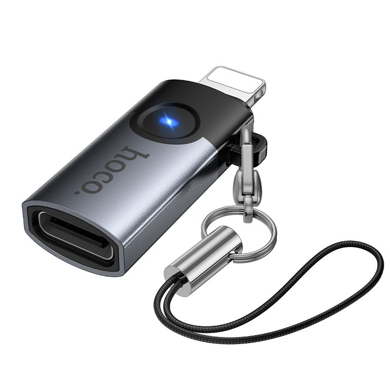 Перехідник HOCO UA36B C male to USB female OTG transparent adapter Black