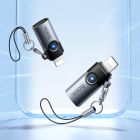 Перехідник HOCO UA36B C male to USB female OTG transparent adapter Black
