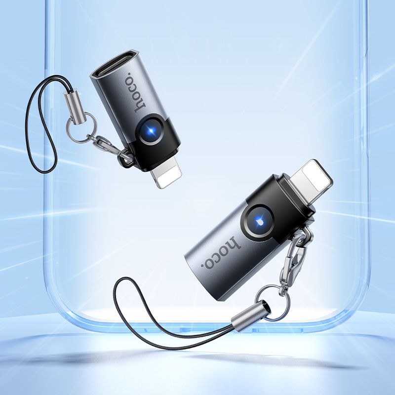 Перехідник HOCO UA36B C male to USB female OTG transparent adapter Black