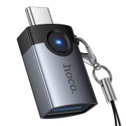Перехідник HOCO UA36B C male to USB female OTG transparent adapter Black