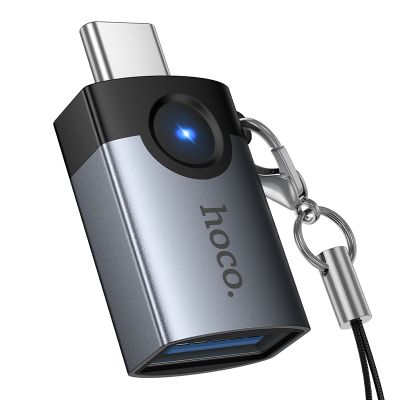 Перехідник HOCO UA36B C male to USB female OTG transparent adapter Black