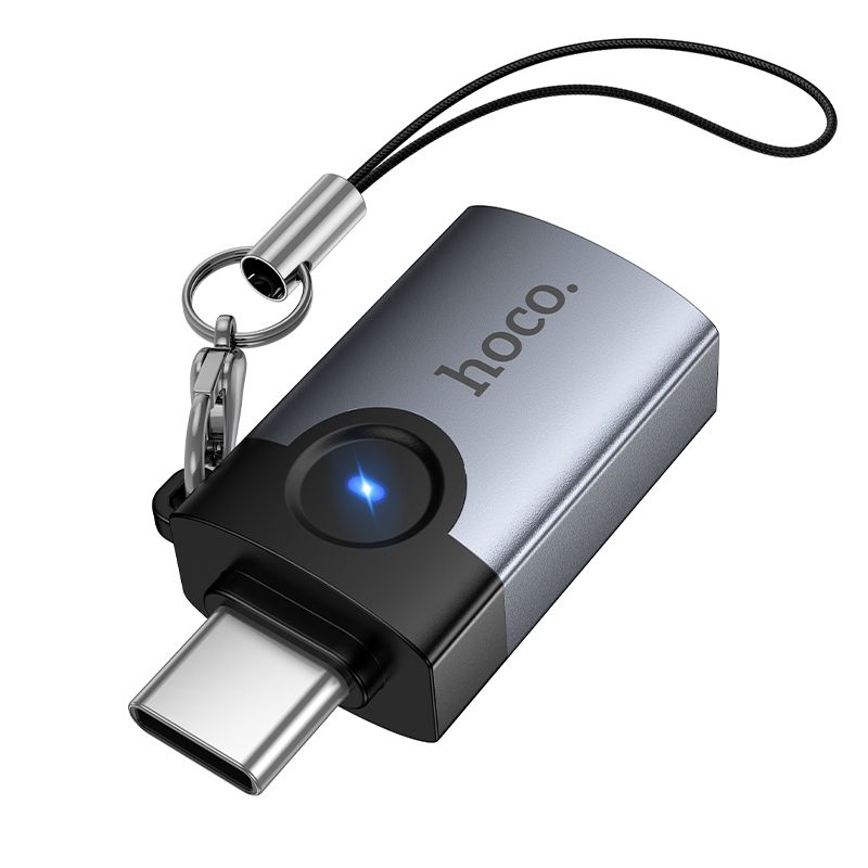 Перехідник HOCO UA36B C male to USB female OTG transparent adapter Black