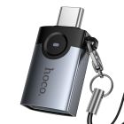 Перехідник HOCO UA36B C male to USB female OTG transparent adapter Black