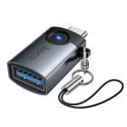 Перехідник HOCO UA36B C male to USB female OTG transparent adapter Black
