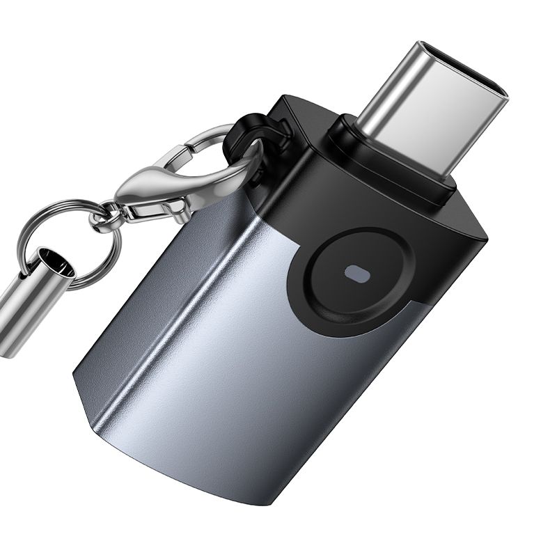 Перехідник HOCO UA36B C male to USB female OTG transparent adapter Black