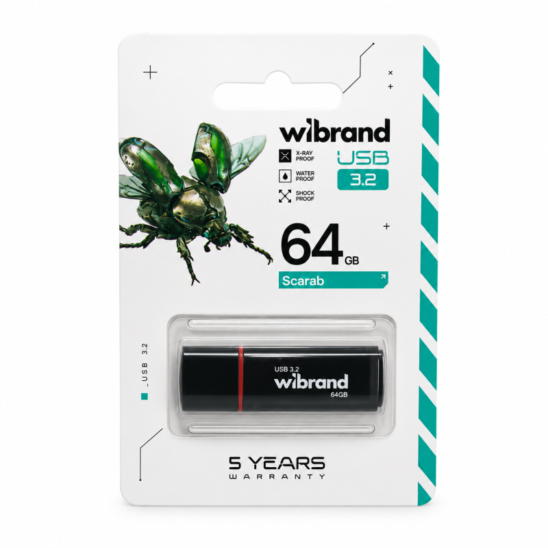 Флеш-накопичувач Wibrand USB 3.2 Gen1 Scarab 64GB Black